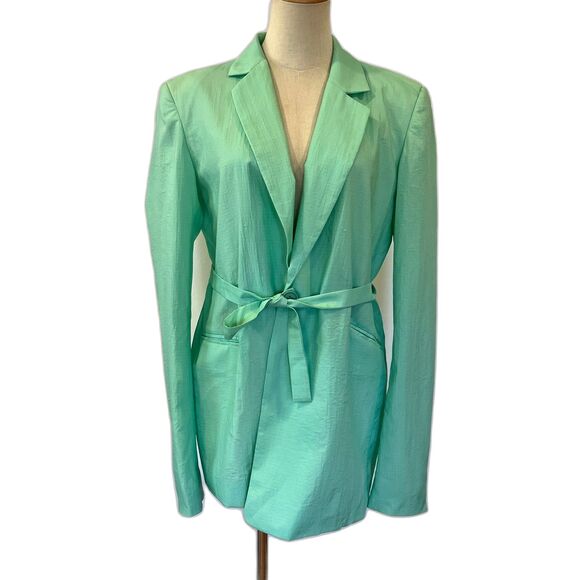 House of Holland Oversized Belted Ripstop Green Blazer 4 $575 Retail - Picture 2 of 11